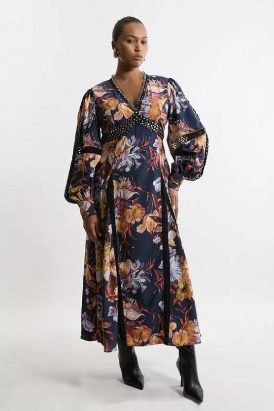 Online Karen Millen Plus Size Studded Lace Woven Maxi Dress floral