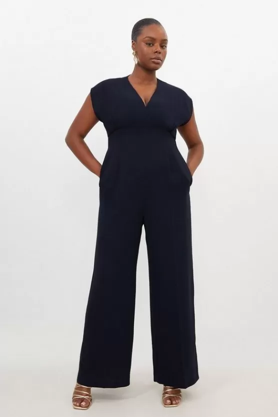 Store Karen Millen Plus Size Fluid Tailored Wide Leg Jumpsuit navy