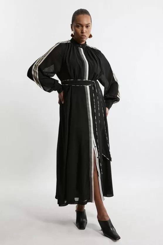 Hot Karen Millen Plus Size Military Balloon Sleeve Maxi Dress mono