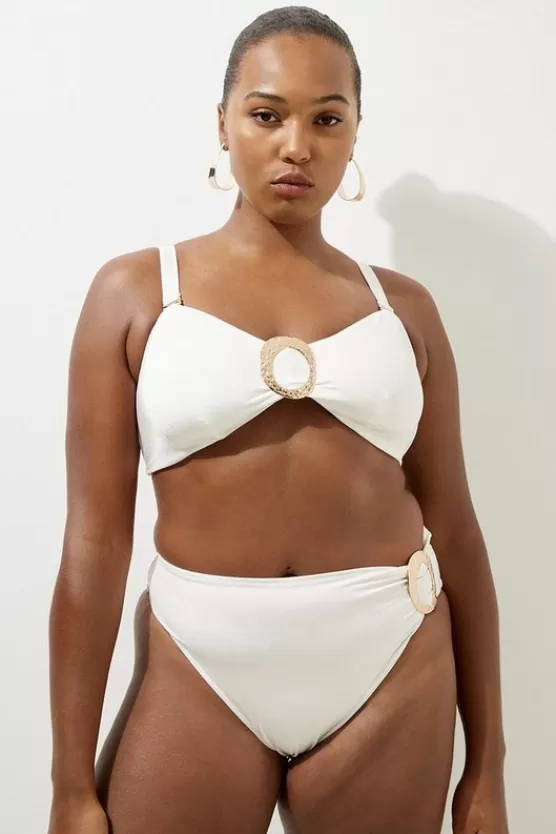 Discount Karen Millen Plus Size Slinky Trim Detail Bikini Bottom cream