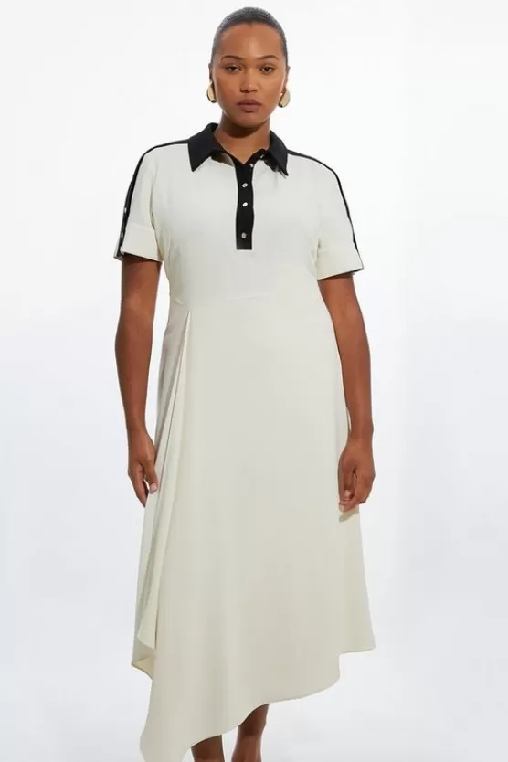 Store Karen Millen Plus Size Soft Tailored Crepe Button Detailed Midi Dress mono