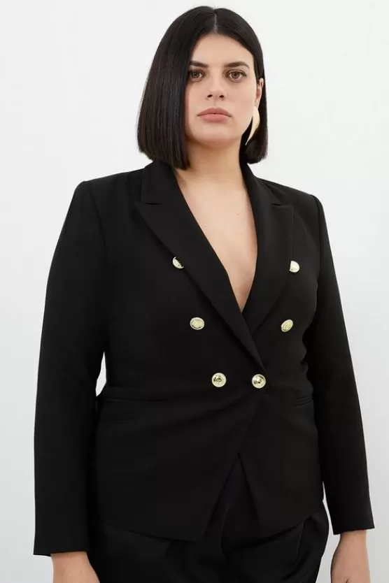 Cheap Karen Millen Plus Size Tailored Button Military Blazer black