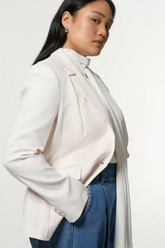 Online Karen Millen Plus Size Tailored Twill Single Breasted Jacket cream