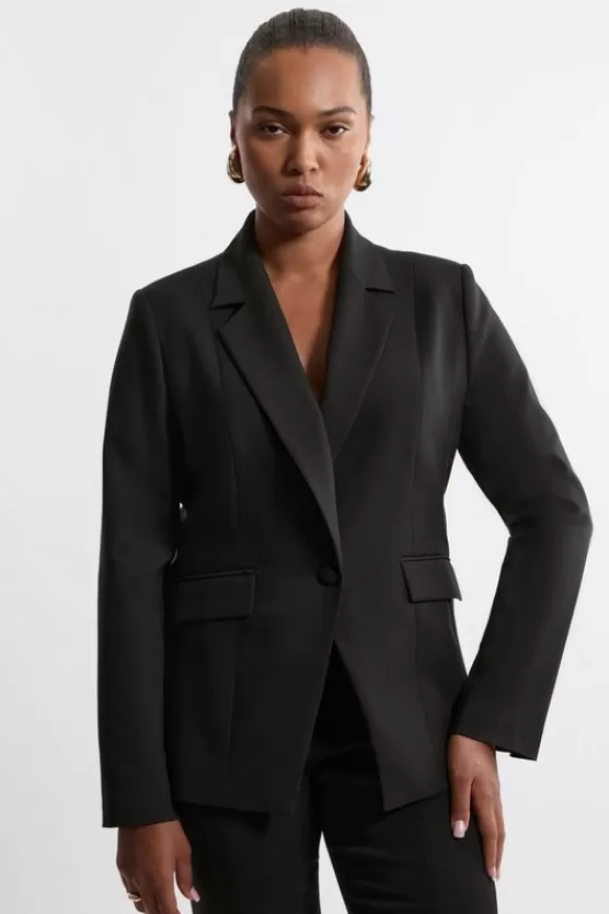 Flash Sale Karen Millen Plus Size Tailored Twill Single Breasted Jacket black