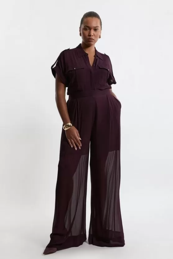 Discount Karen Millen Plus Size Wide Leg Viscose Woven Pants midnightpurple