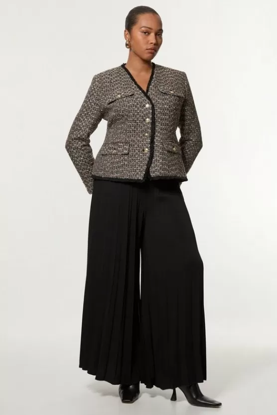 Cheap Karen Millen Plus Size Wool Mix Boucle Tailored Blazer Jumpsuit multi