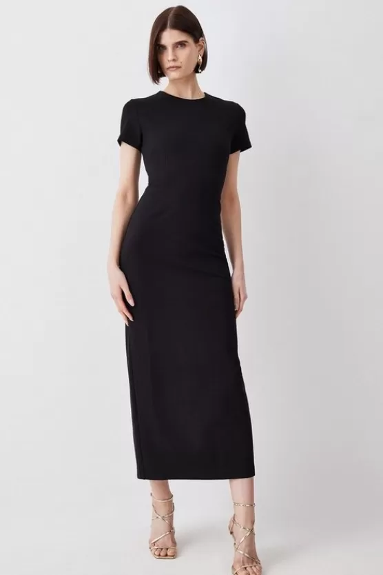 Flash Sale Karen Millen Ponte Crew Neck Midaxi Dress black