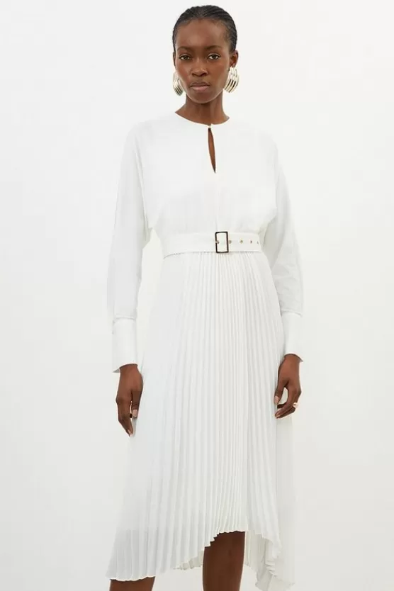 Store Karen Millen Ponte Georgette Jersey Midaxi Dress ivory