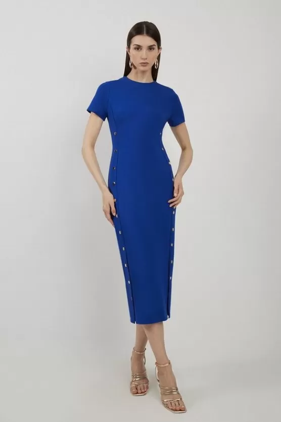 Best Sale Karen Millen Ponte Jersey Hardwear Detail Midi Dress cobalt