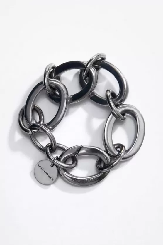 Sale Karen Millen Premium Contoured Chain Link Bracelet silver