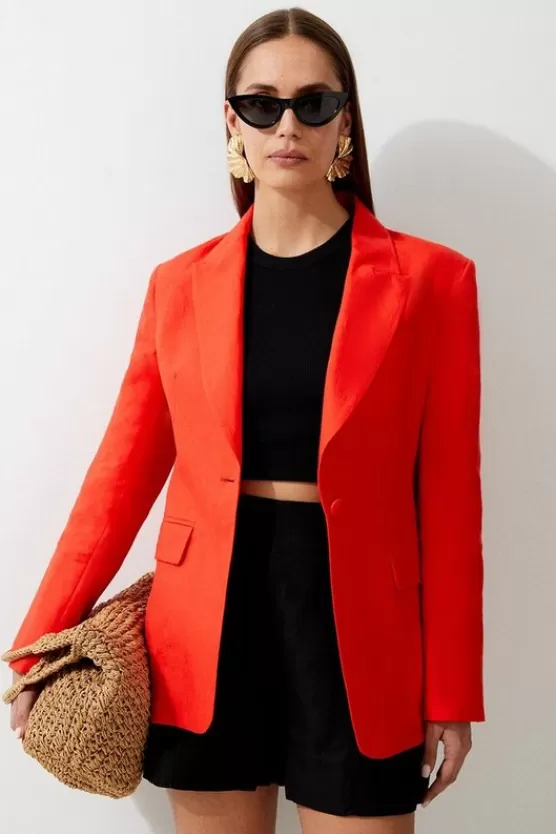 Store Karen Millen Premium Linen Tailo Suit Set red