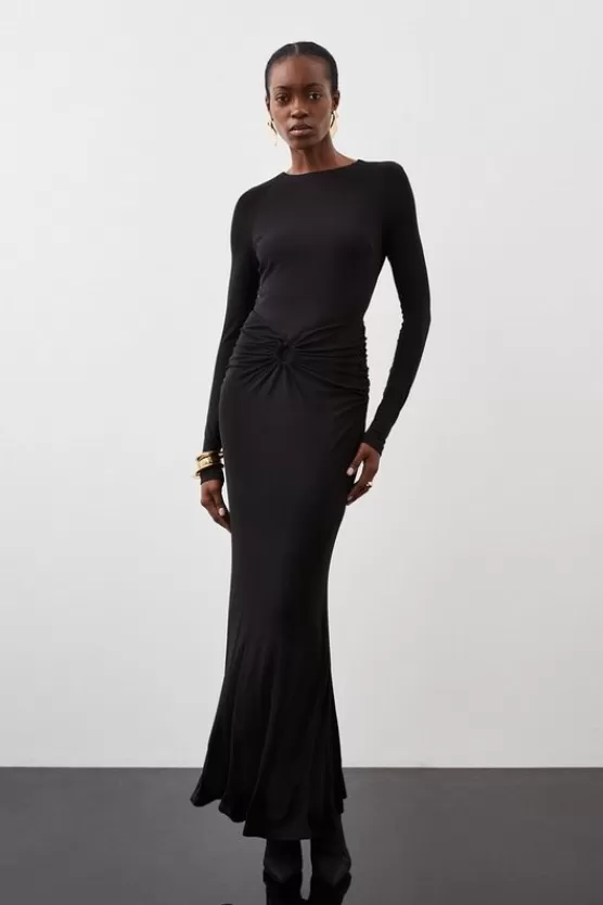 Cheap Karen Millen Premium Stretch Crepe Jersey Maxi Dress black