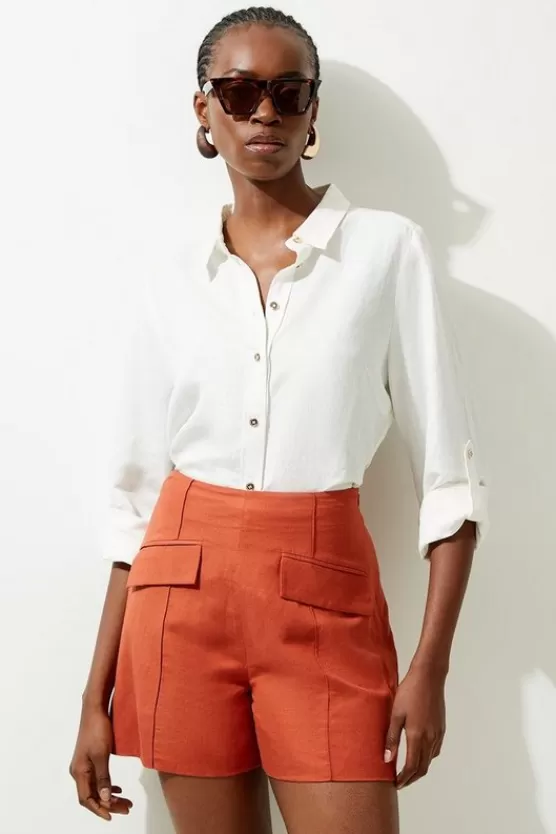 Store Karen Millen PUFF SLEEVE LINEN CO-ORD neutral
