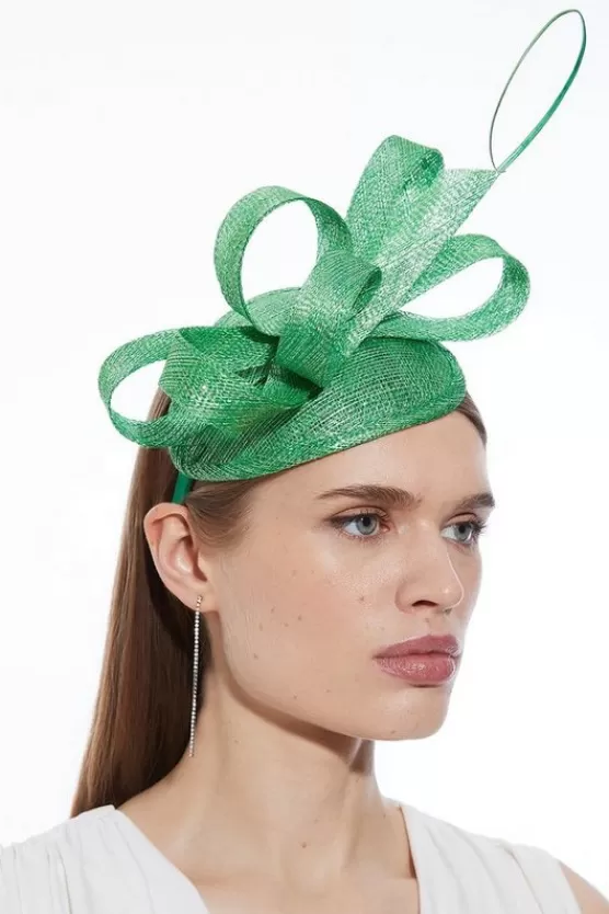 Discount Karen Millen Quill Bow Fascinator green