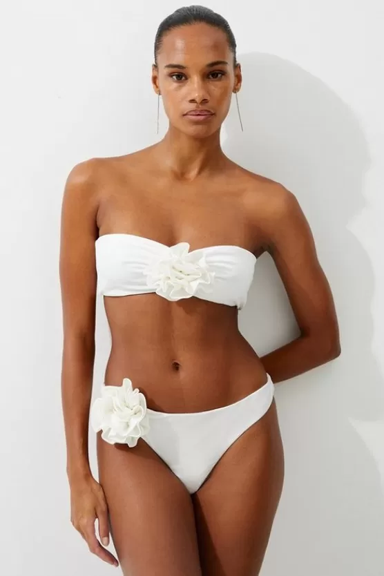 Sale Karen Millen Rosette Detail Bikini Set cream