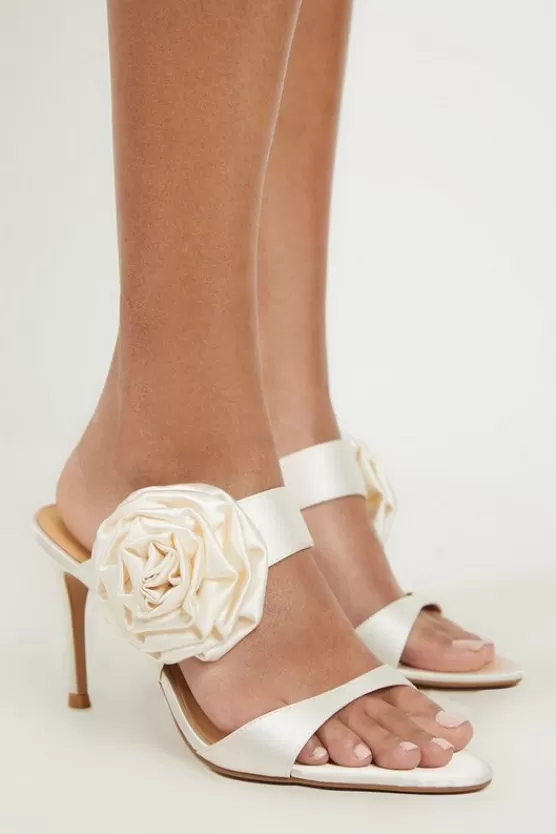 Best Sale Karen Millen Rosette Detail Satin Heel cream