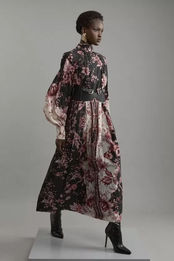 Best Sale Karen Millen Silk Cotton Border Print Woven Maxi Dress floral