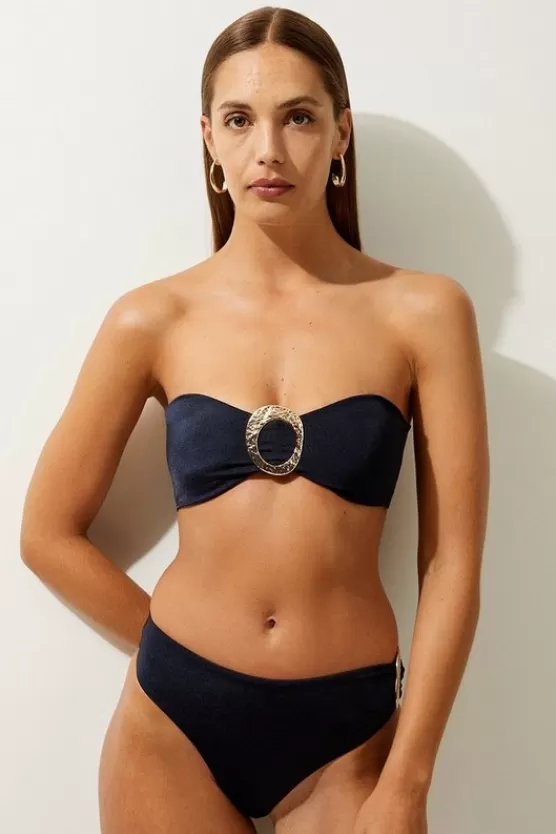 Sale Karen Millen Slinky Bandeau Trim Detail Bikini Top navy