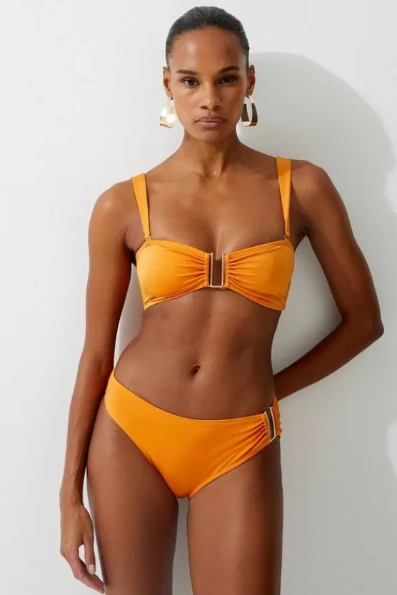 Cheap Karen Millen Slinky Trim Detail Detachable Strap Bikini Top orange