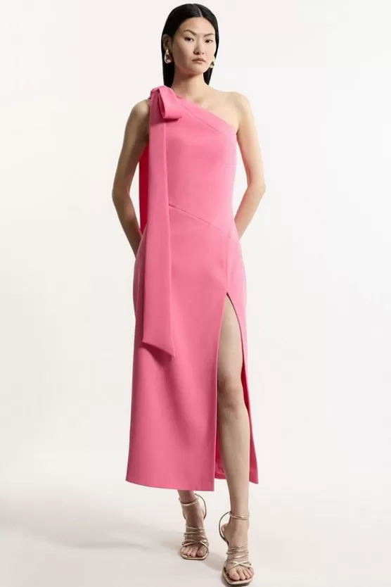 Shop Karen Millen Soft Tailored Asymmetric Maxi Dress pink