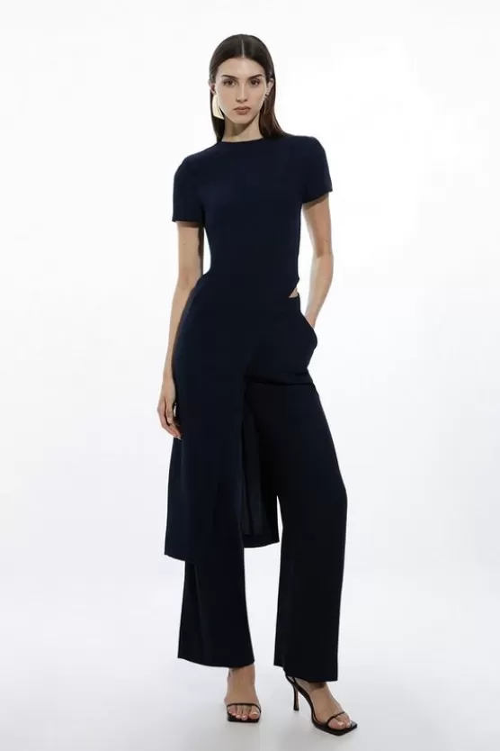 Shop Karen Millen Soft Tailored Asymmetric Relaxed Fit Top navy