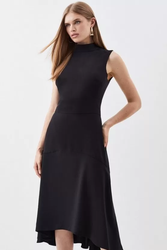 Sale Karen Millen Soft Tailored High Low Midi Dress black