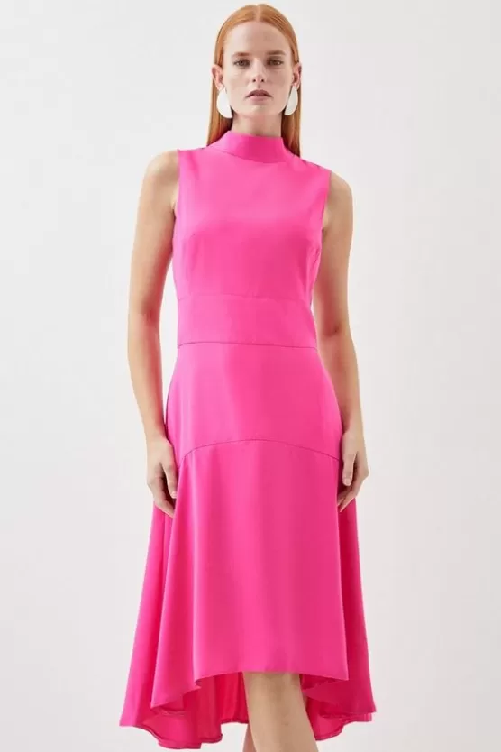 Best Karen Millen Soft Tailored High Low Midi Dress pink