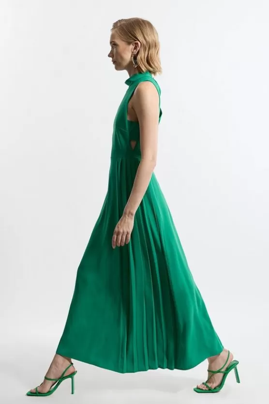 Store Karen Millen Soft Tailored Pleated Panel Midaxi Dress green