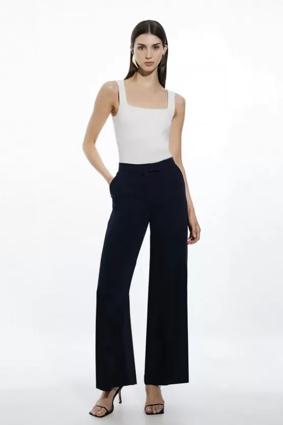 Clearance Karen Millen Soft Tailored Straight Leg Dress Pants navy