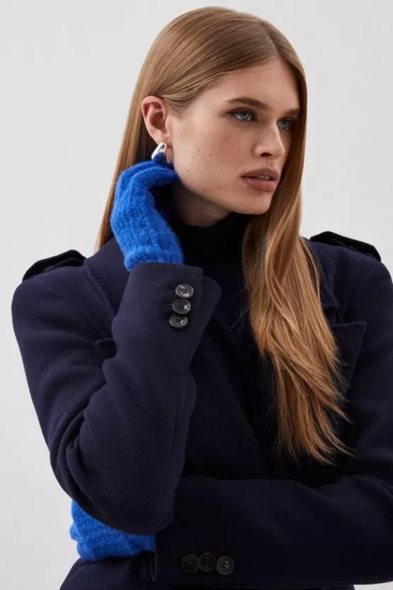 Best Karen Millen Soft Touch Wool Blend Knit Gloves cobalt