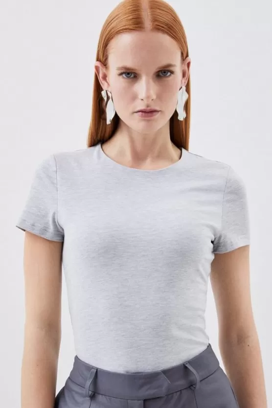 Sale Karen Millen Stretch Cotton T-Shirt greymarl