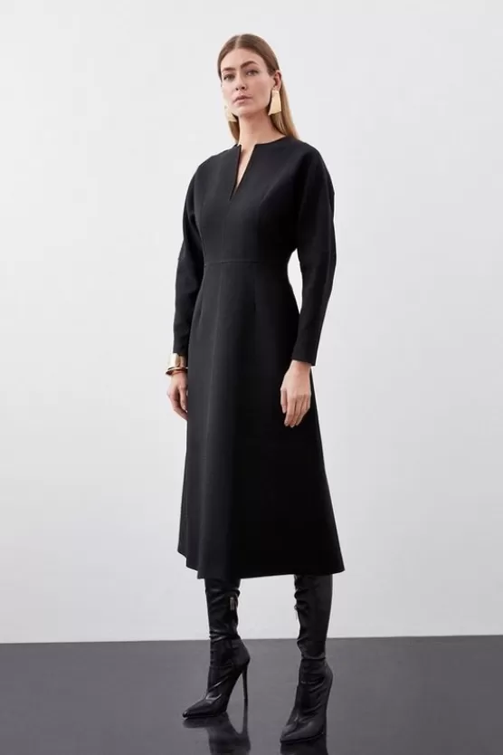 Online Karen Millen Structured Crepe Tailored Keyhole Rounded A Line Maxi Dress black