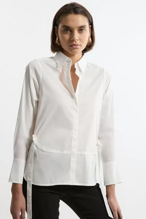 Sale Karen Millen Tailored Buckle Side Shirt white