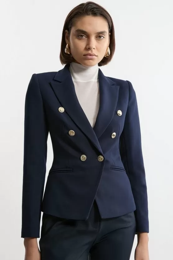 Online Karen Millen Tailored Button Military Blazer navy