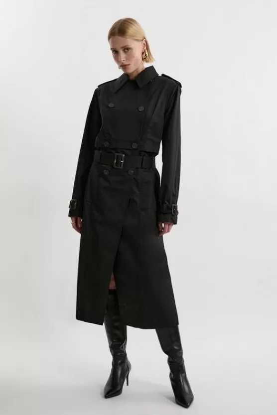 Online Karen Millen Tailored Cotton Multiway Trench Coat black