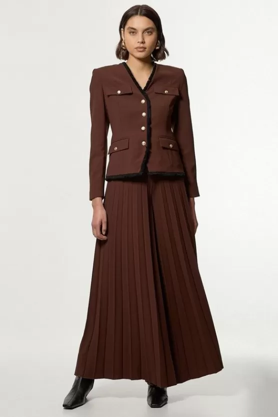 Fashion Karen Millen Tailored Crepe Blazer Jumpsuit coffee