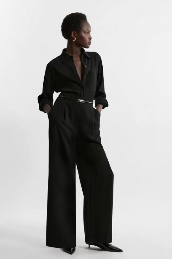 Online Karen Millen Tailored Crepe Essential Wide Leg Pants black