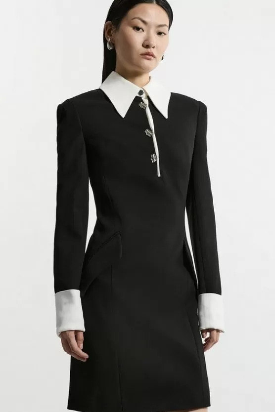 Online Karen Millen Tailored Crepe Mini Shirt Dress black