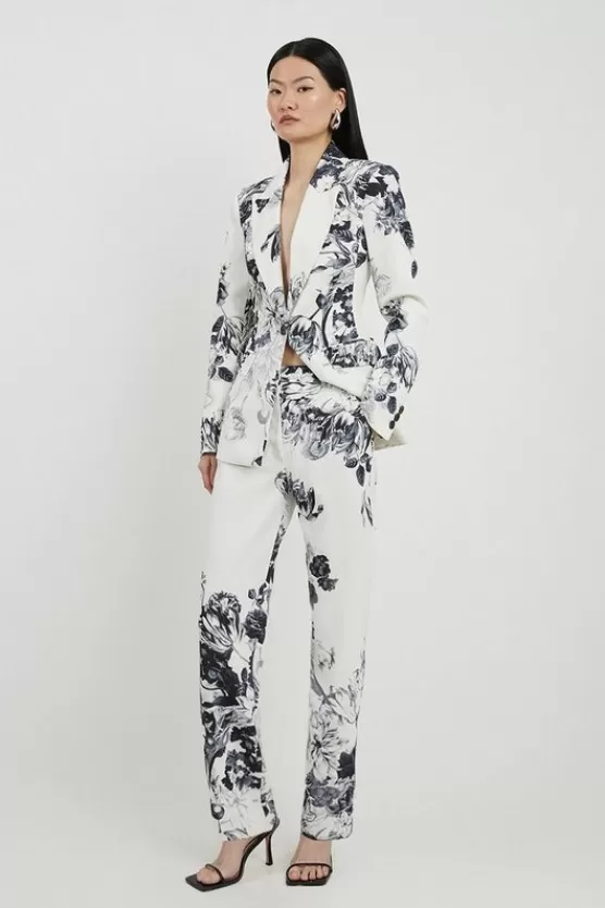 Hot Karen Millen Tailored Crepe Printed Floral Set mono