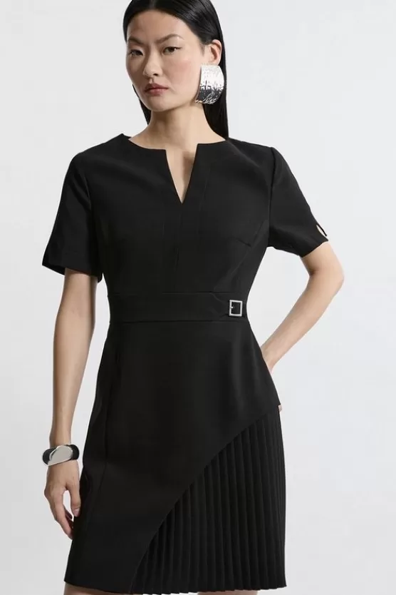 Outlet Karen Millen Tailored Military Pleat Side Panel Mini Dress black