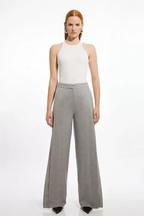 Hot Karen Millen Tailored Panelled Wide Leg Pants greymarl