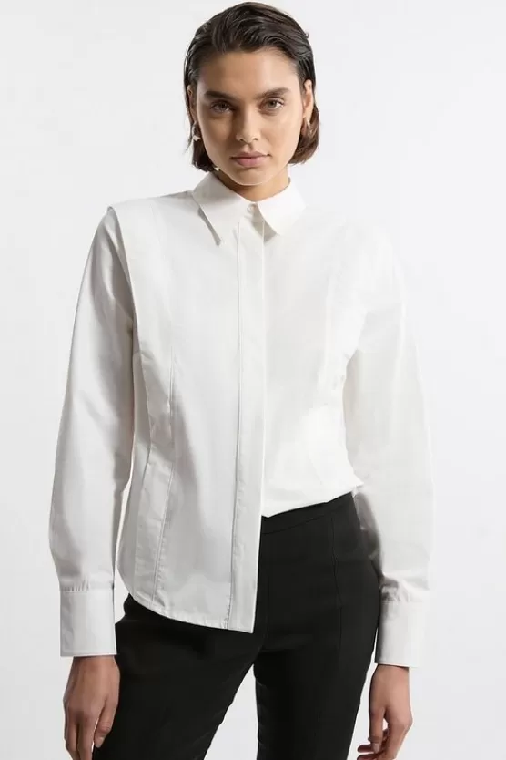 Cheap Karen Millen Tailored Pin Tuck Waist Shirt ivory