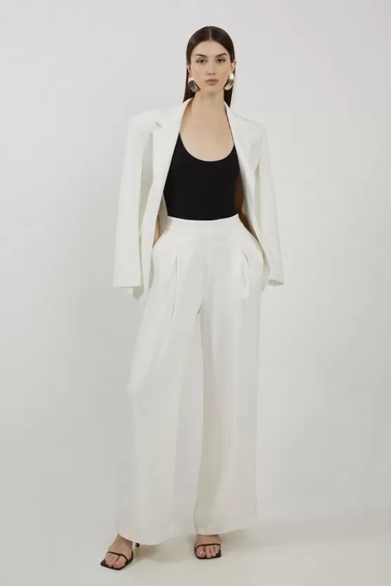 Flash Sale Karen Millen Tailored Pleated Wide Leg Pants ivory