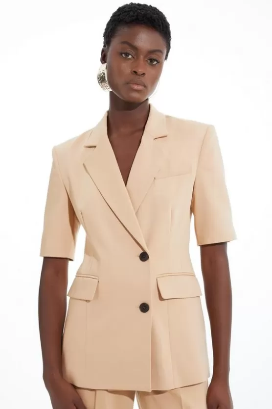 Online Karen Millen Tailored Short Sleeve Blazer Jacket camel