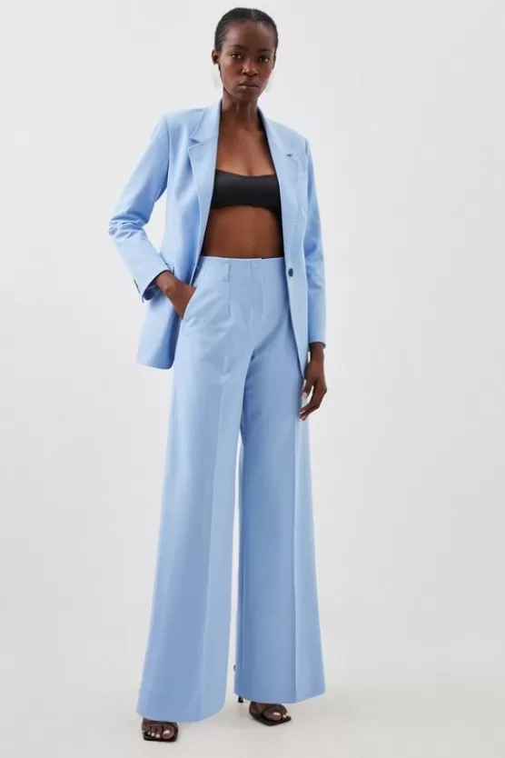 Sale Karen Millen Tailored Single Breasted Pocket Detail Blazer & Trouser Set blue
