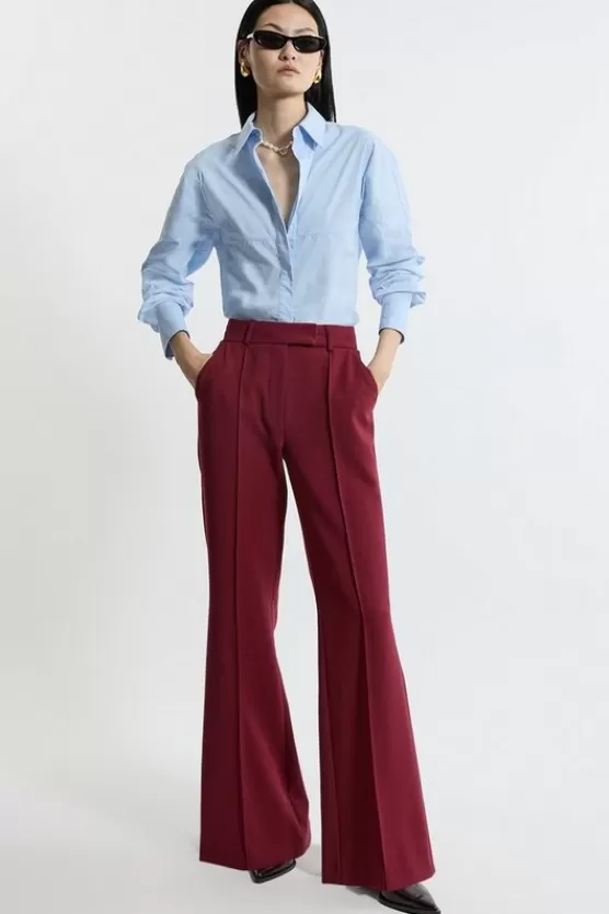 Cheap Karen Millen Tailored Stretch Pu Tipped Straight Leg Pants merlot