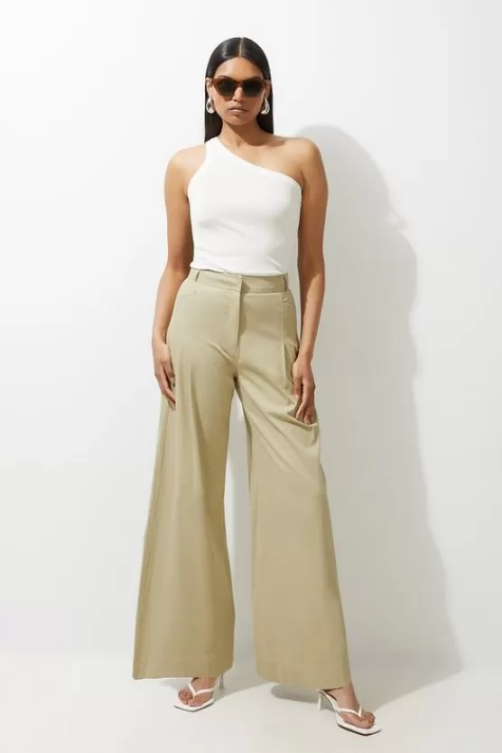 Outlet Karen Millen Tailored Techno Wide Leg Pants lightkhaki