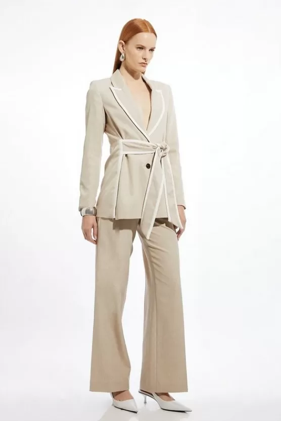 Sale Karen Millen Tailored Tipped Suit Set natural