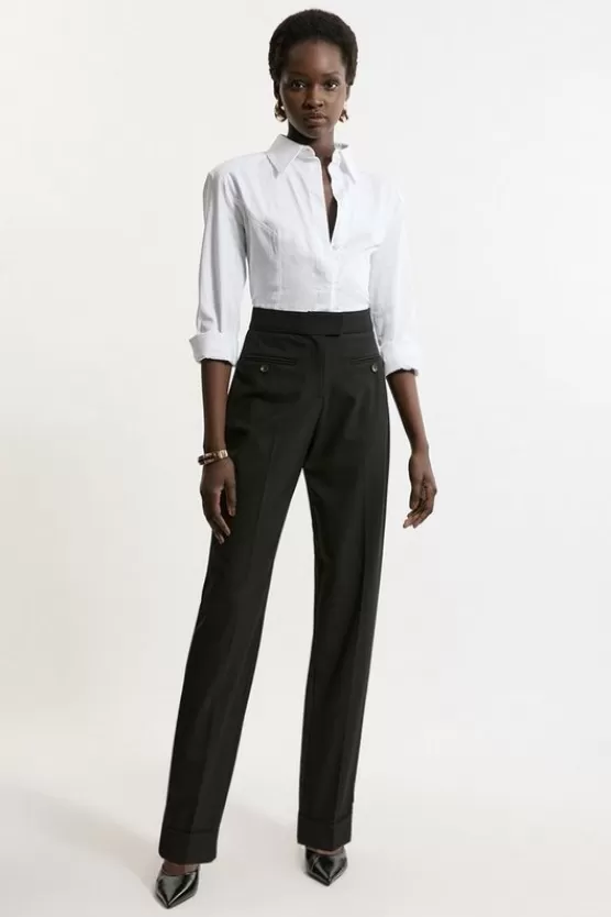 Online Karen Millen Tailored Turn Up Hem Slim Leg Pants black