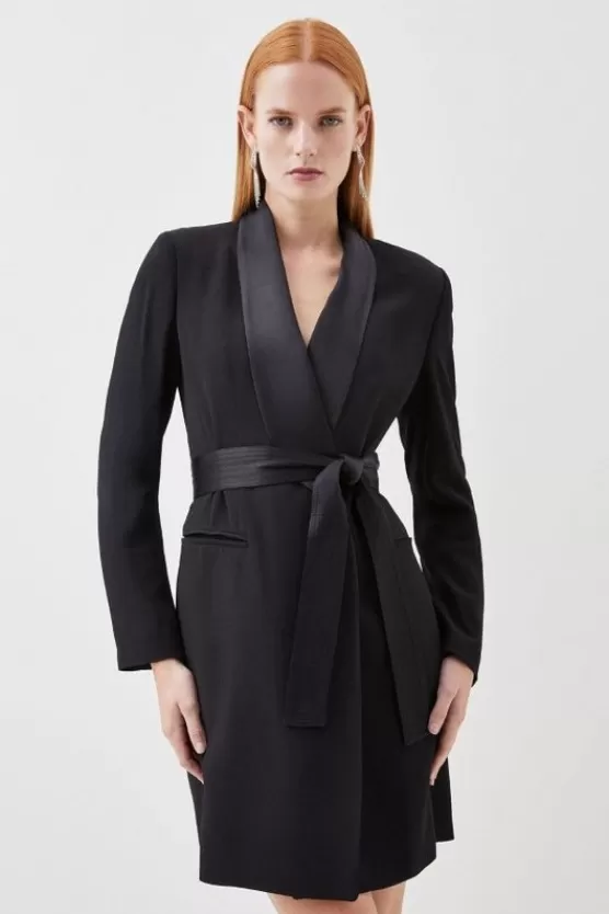 Flash Sale Karen Millen Tailored Tuxedo Wrap Mini Dress black